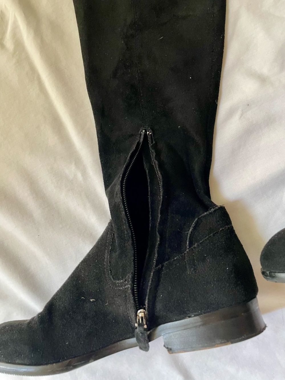 Dolce Vita Black Suede Over-the-Knee Flat Boots OTK Stretch Top Tie Size 6 - Picture 6 of 8